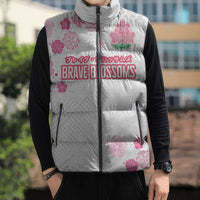Custom Rugby Japan Sleeveless Puffer Jacket The Champion Brave Blossoms White Color - Wonder Print Shop