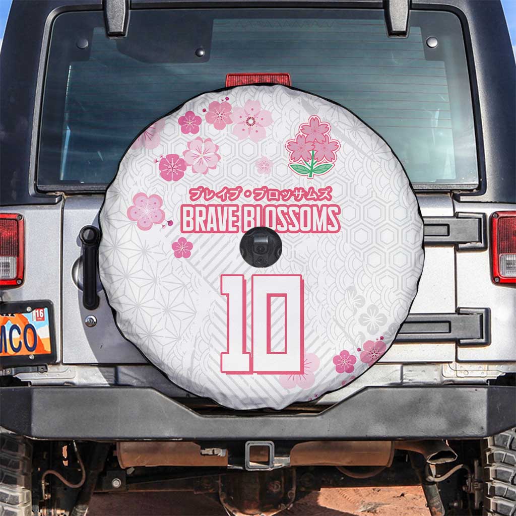 Custom Rugby Japan Spare Tire Cover The Champion Brave Blossoms White Color - Wonder Print Shop
