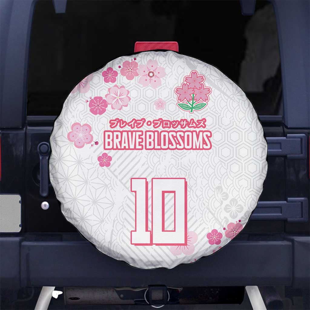 Custom Rugby Japan Spare Tire Cover The Champion Brave Blossoms White Color - Wonder Print Shop
