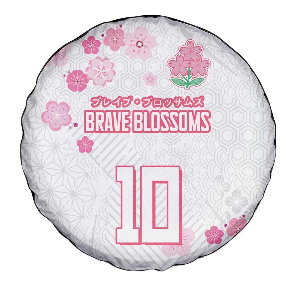 Custom Rugby Japan Spare Tire Cover The Champion Brave Blossoms White Color - Wonder Print Shop