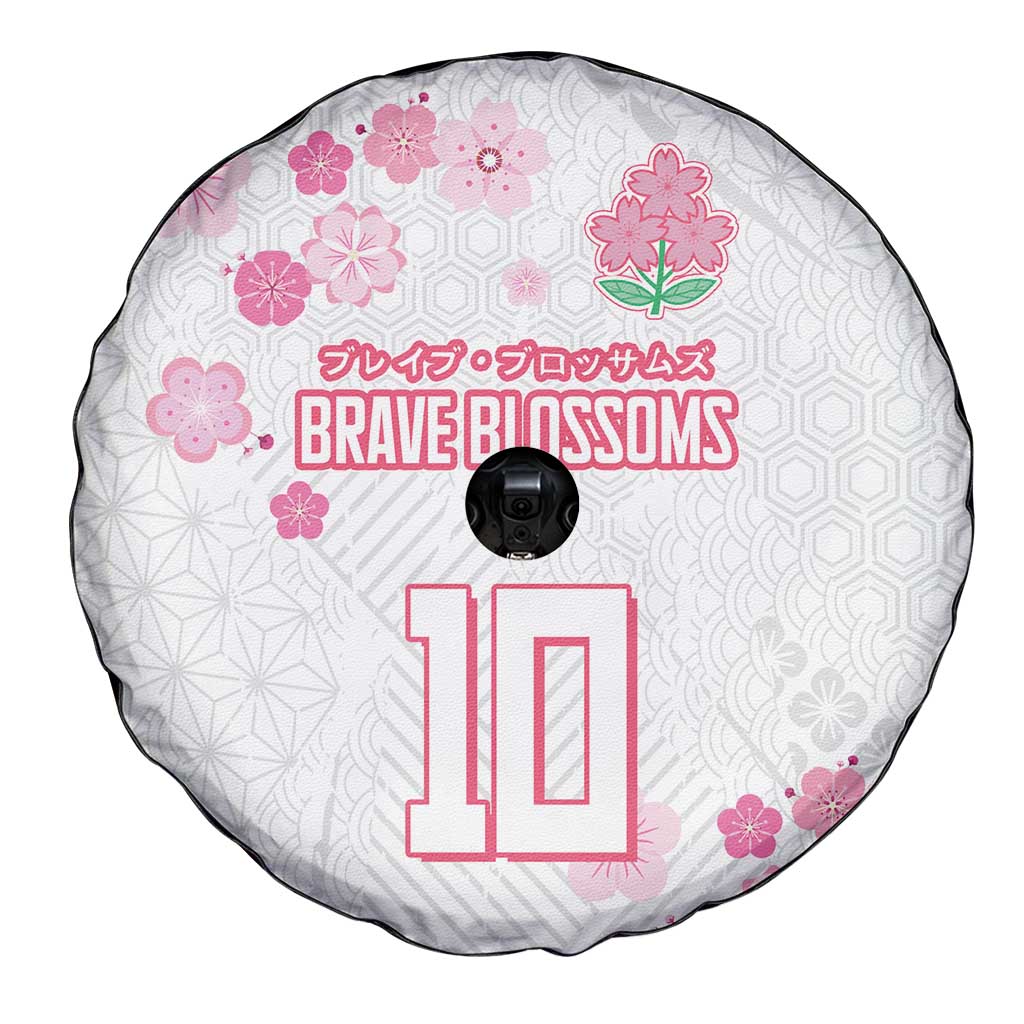 Custom Rugby Japan Spare Tire Cover The Champion Brave Blossoms White Color - Wonder Print Shop