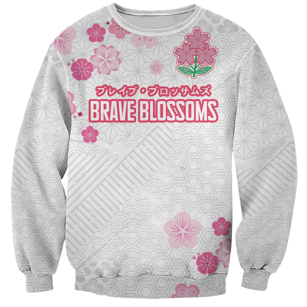 Custom Rugby Japan Sweatshirt The Champion Brave Blossoms White Color - Wonder Print Shop