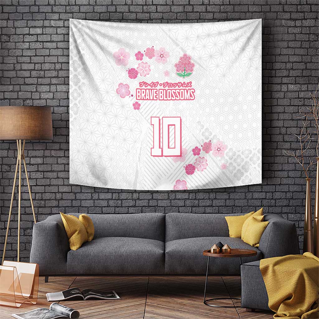 Custom Rugby Japan Tapestry The Champion Brave Blossoms White Color - Wonder Print Shop