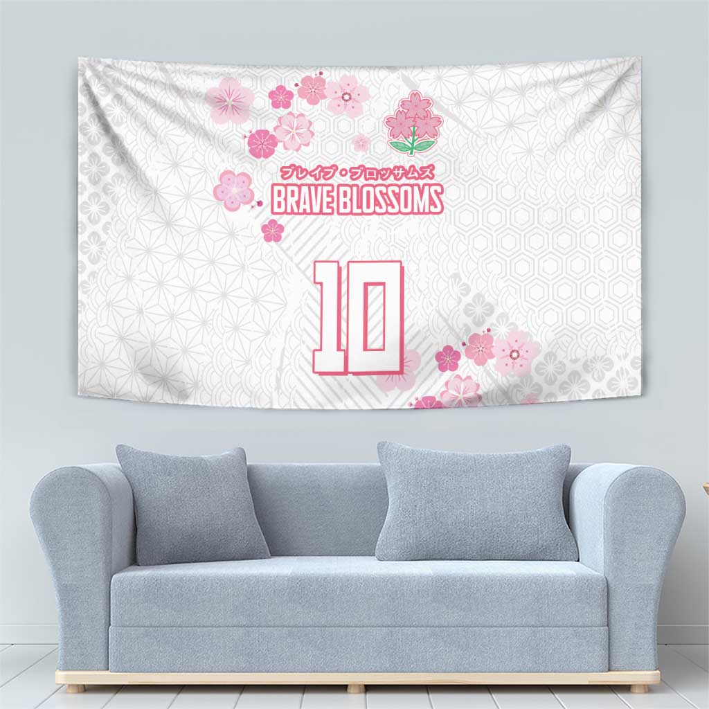 Custom Rugby Japan Tapestry The Champion Brave Blossoms White Color - Wonder Print Shop