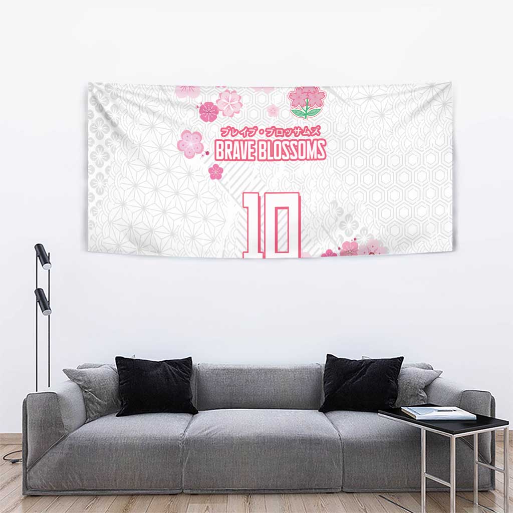 Custom Rugby Japan Tapestry The Champion Brave Blossoms White Color - Wonder Print Shop