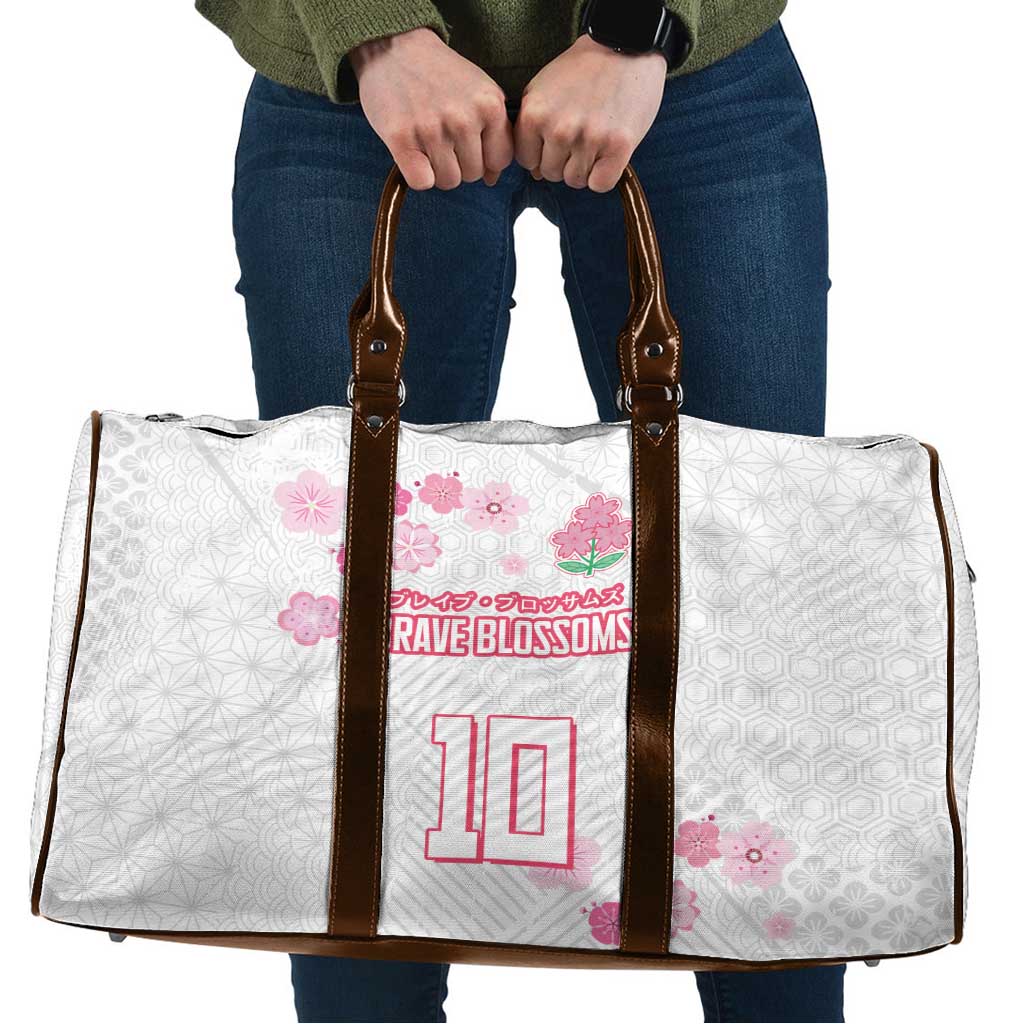 Custom Rugby Japan Travel Bag The Champion Brave Blossoms White Color - Wonder Print Shop
