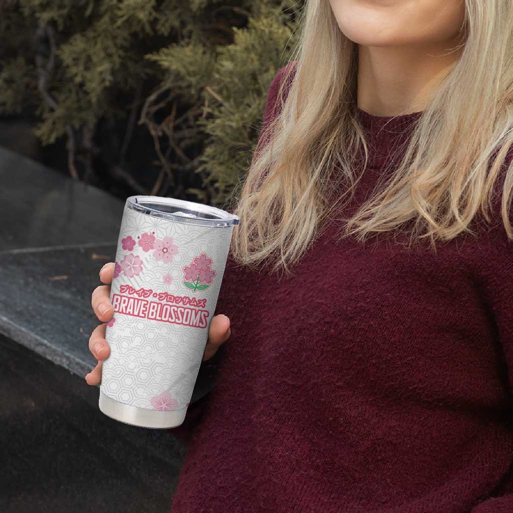 Custom Rugby Japan Tumbler Cup The Champion Brave Blossoms White Color - Wonder Print Shop
