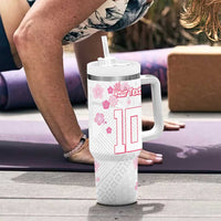 Custom Rugby Japan Tumbler With Handle The Champion Brave Blossoms White Color - Wonder Print Shop