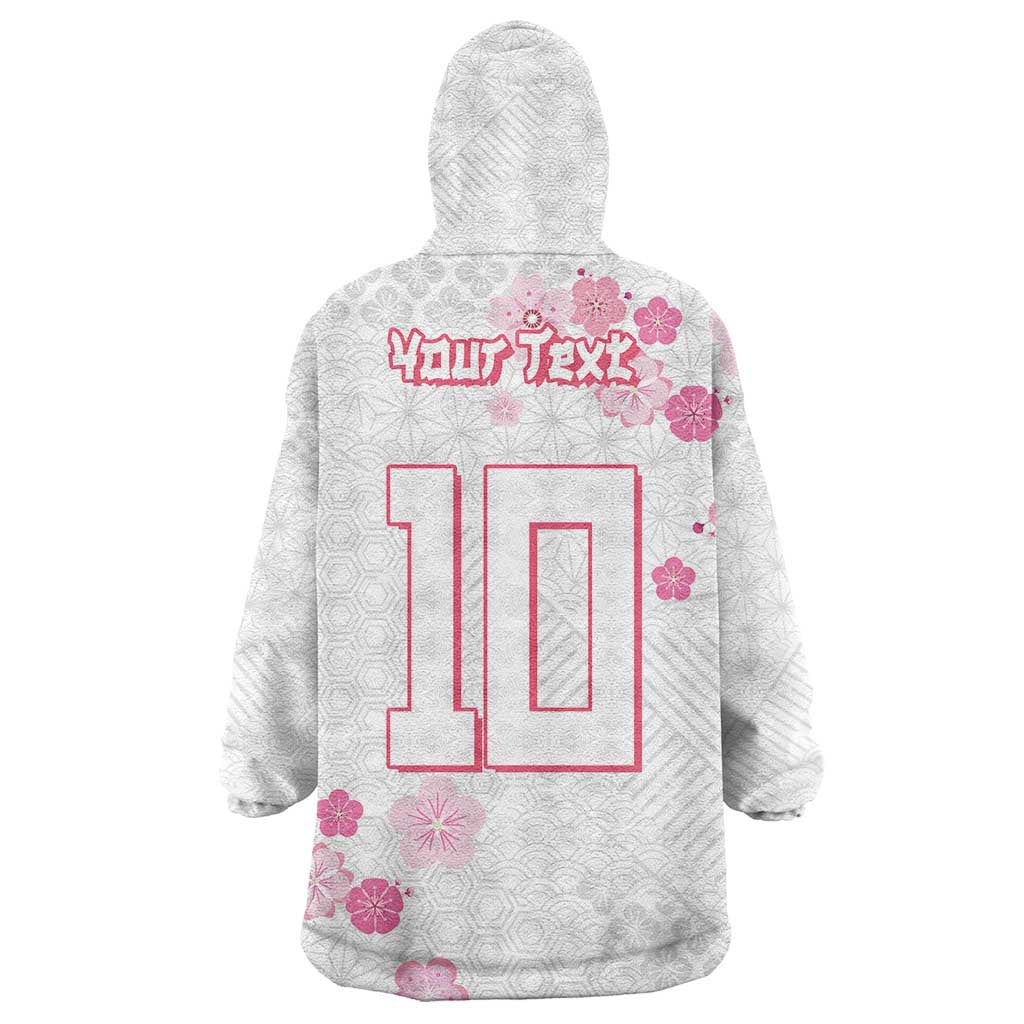 Custom Rugby Japan Wearable Blanket Hoodie The Champion Brave Blossoms White Color - Wonder Print Shop