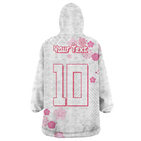 Custom Rugby Japan Wearable Blanket Hoodie The Champion Brave Blossoms White Color - Wonder Print Shop