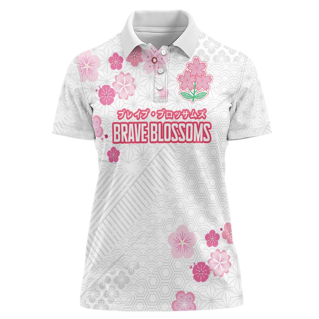 Custom Rugby Japan Women Polo Shirt The Champion Brave Blossoms White Color - Wonder Print Shop