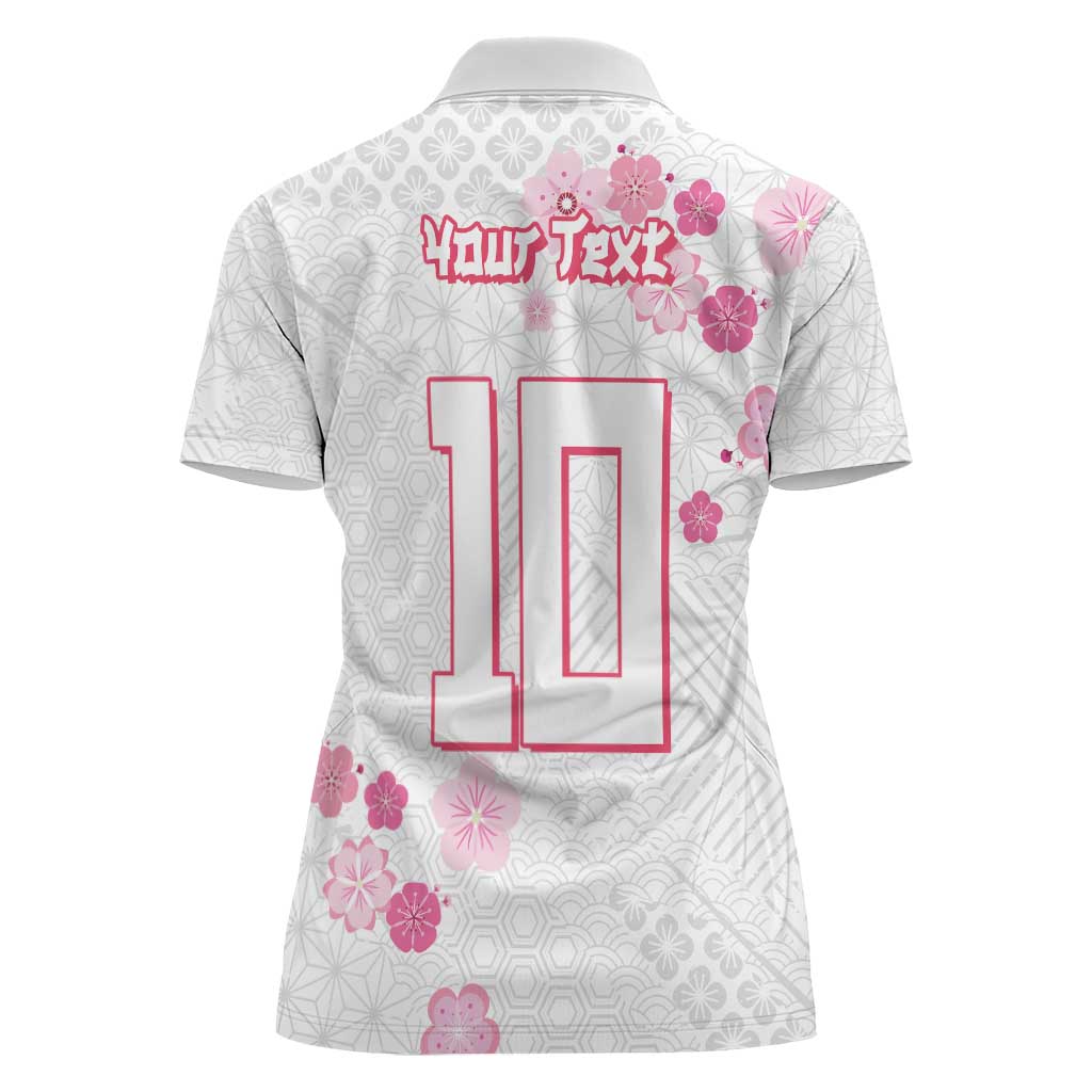 Custom Rugby Japan Women Polo Shirt The Champion Brave Blossoms White Color - Wonder Print Shop