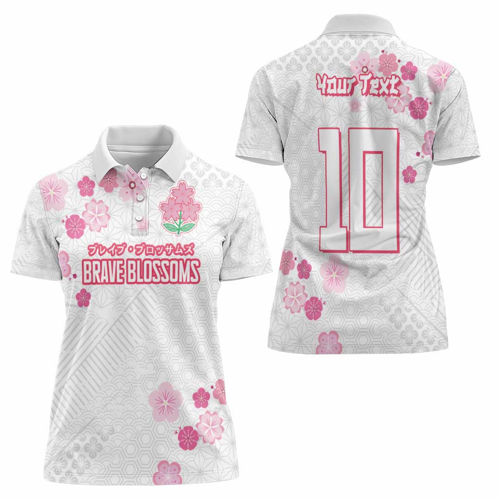 Custom Rugby Japan Women Polo Shirt The Champion Brave Blossoms White Color - Wonder Print Shop