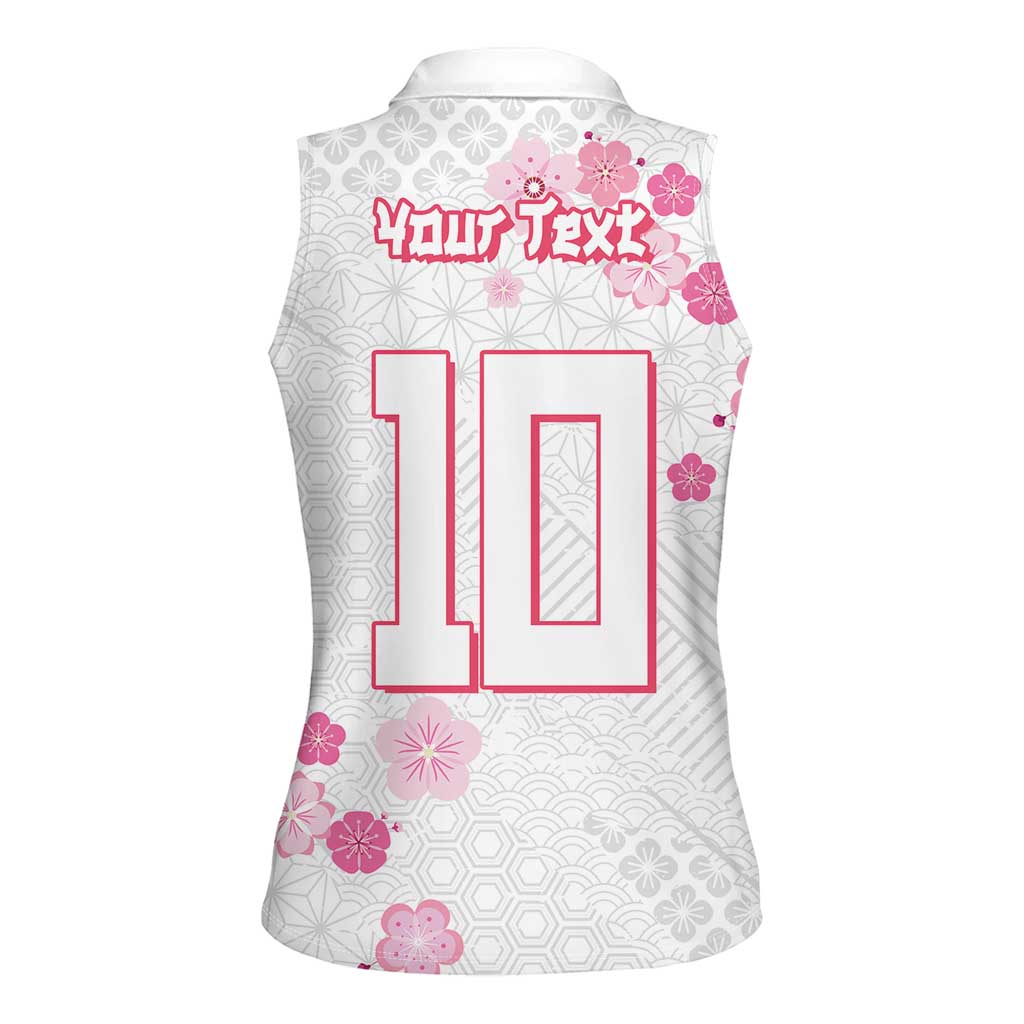 Custom Rugby Japan Women Sleeveless Polo Shirt The Champion Brave Blossoms White Color - Wonder Print Shop