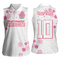 Custom Rugby Japan Women Sleeveless Polo Shirt The Champion Brave Blossoms White Color - Wonder Print Shop