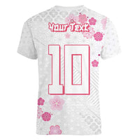 Custom Rugby Japan Women V-Neck T-Shirt The Champion Brave Blossoms White Color - Wonder Print Shop