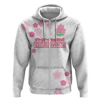 Custom Rugby Japan Zip Hoodie The Champion Brave Blossoms White Color - Wonder Print Shop