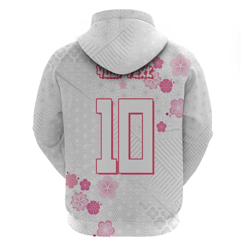 Custom Rugby Japan Zip Hoodie The Champion Brave Blossoms White Color - Wonder Print Shop
