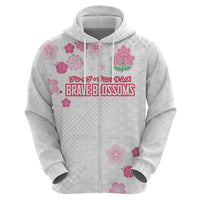 Custom Rugby Japan Zip Hoodie The Champion Brave Blossoms White Color - Wonder Print Shop