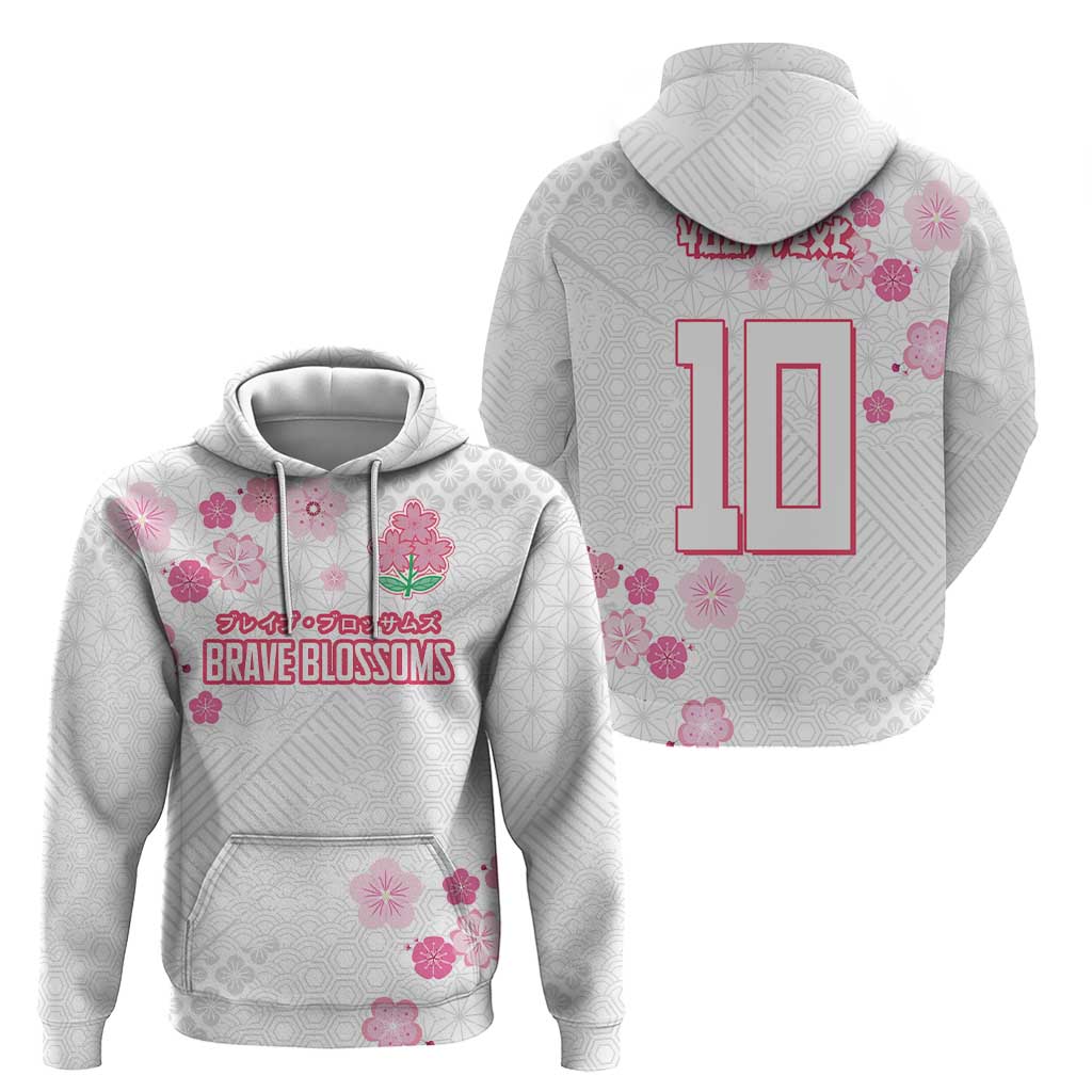 Custom Rugby Japan Zip Hoodie The Champion Brave Blossoms White Color - Wonder Print Shop