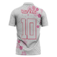 Custom Rugby Japan Zipper Polo Shirt The Champion Brave Blossoms White Color - Wonder Print Shop