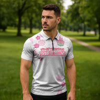 Custom Rugby Japan Zipper Polo Shirt The Champion Brave Blossoms White Color - Wonder Print Shop