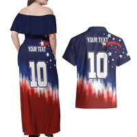 Custom Rugby USA Couples Matching Off Shoulder Maxi Dress and Hawaiian Shirt American Icon - Wonder Print Shop