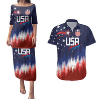 Custom Rugby USA Couples Matching Puletasi and Hawaiian Shirt American Icon - Wonder Print Shop