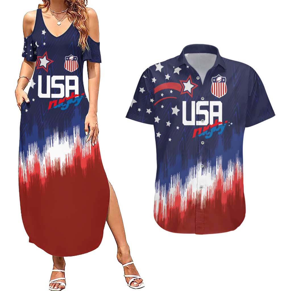 Custom Rugby USA Couples Matching Summer Maxi Dress and Hawaiian Shirt American Icon - Wonder Print Shop