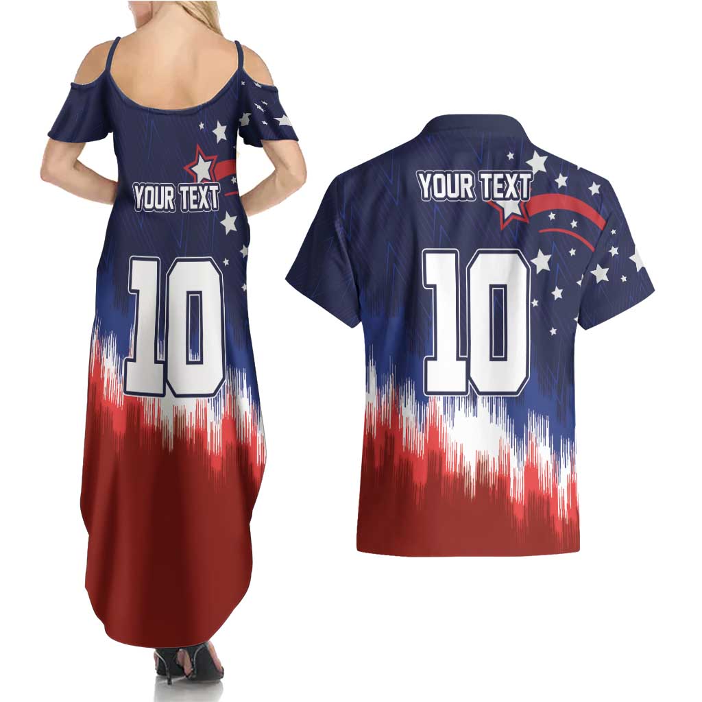 Custom Rugby USA Couples Matching Summer Maxi Dress and Hawaiian Shirt American Icon - Wonder Print Shop