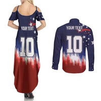 Custom Rugby USA Couples Matching Summer Maxi Dress and Long Sleeve Button Shirt American Icon - Wonder Print Shop