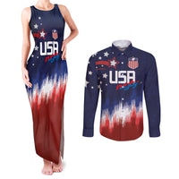 Custom Rugby USA Couples Matching Tank Maxi Dress and Long Sleeve Button Shirt American Icon - Wonder Print Shop