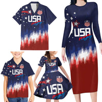 Custom Rugby USA Family Matching Long Sleeve Bodycon Dress and Hawaiian Shirt American Icon - Wonder Print Shop