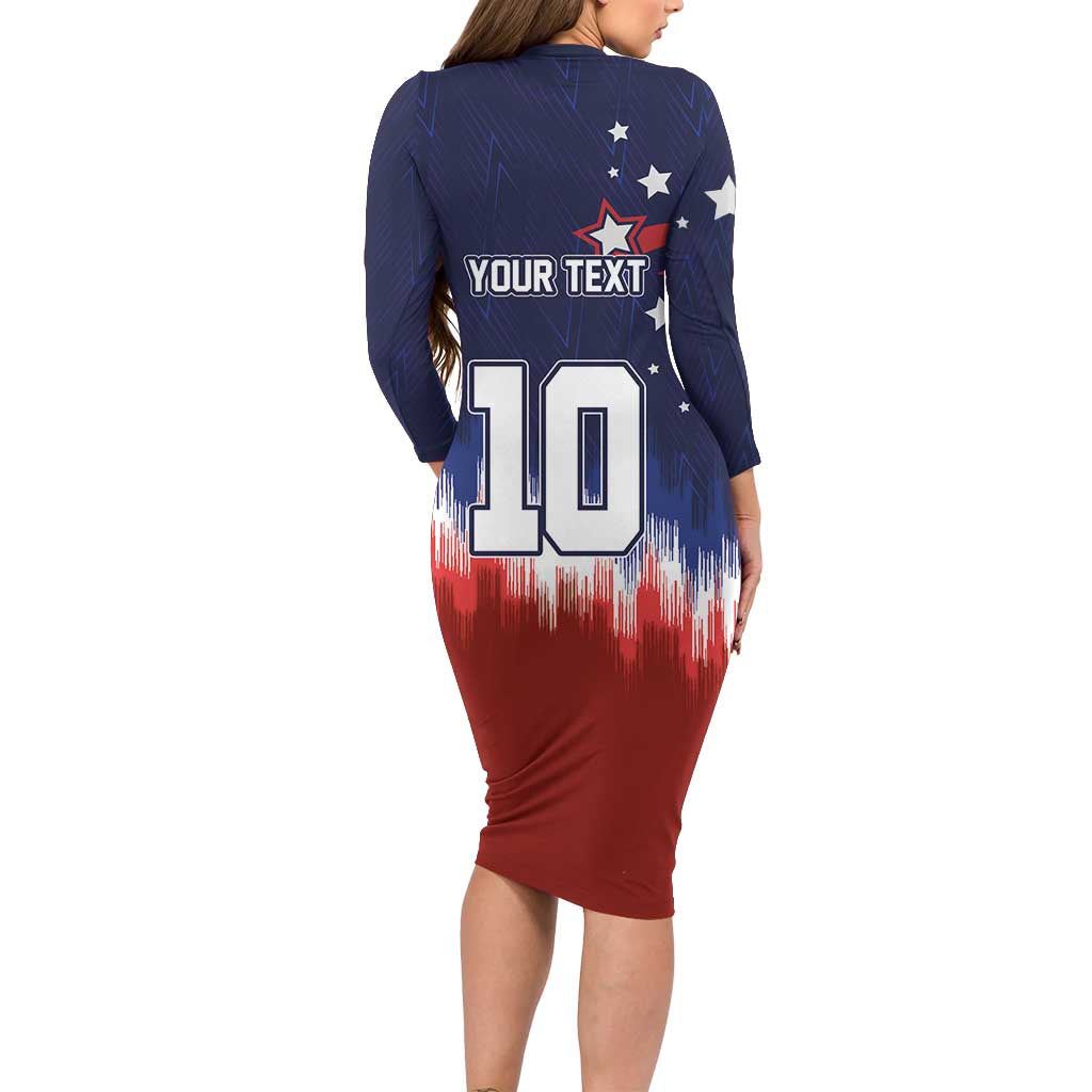 Custom Rugby USA Family Matching Long Sleeve Bodycon Dress and Hawaiian Shirt American Icon - Wonder Print Shop