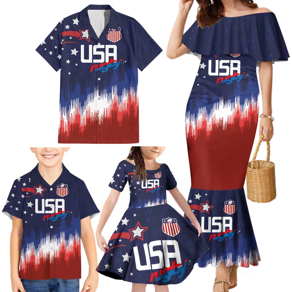 Custom Rugby USA Family Matching Mermaid Dress and Hawaiian Shirt American Icon - Wonder Print Shop