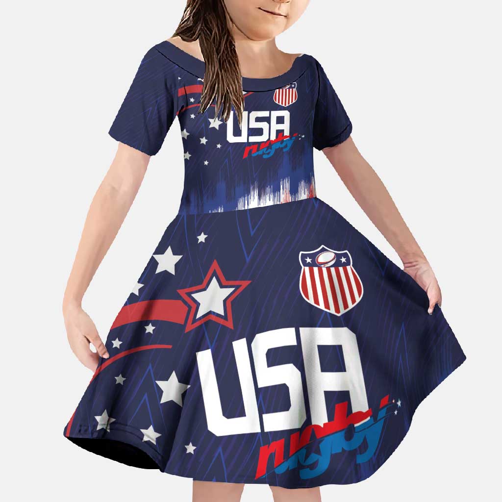 Custom Rugby USA Family Matching Off Shoulder Maxi Dress and Hawaiian Shirt American Icon - Wonder Print Shop