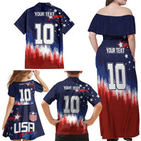 Custom Rugby USA Family Matching Off Shoulder Maxi Dress and Hawaiian Shirt American Icon - Wonder Print Shop