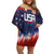 Custom Rugby USA Family Matching Off Shoulder Short Dress and Hawaiian Shirt American Icon - Wonder Print Shop