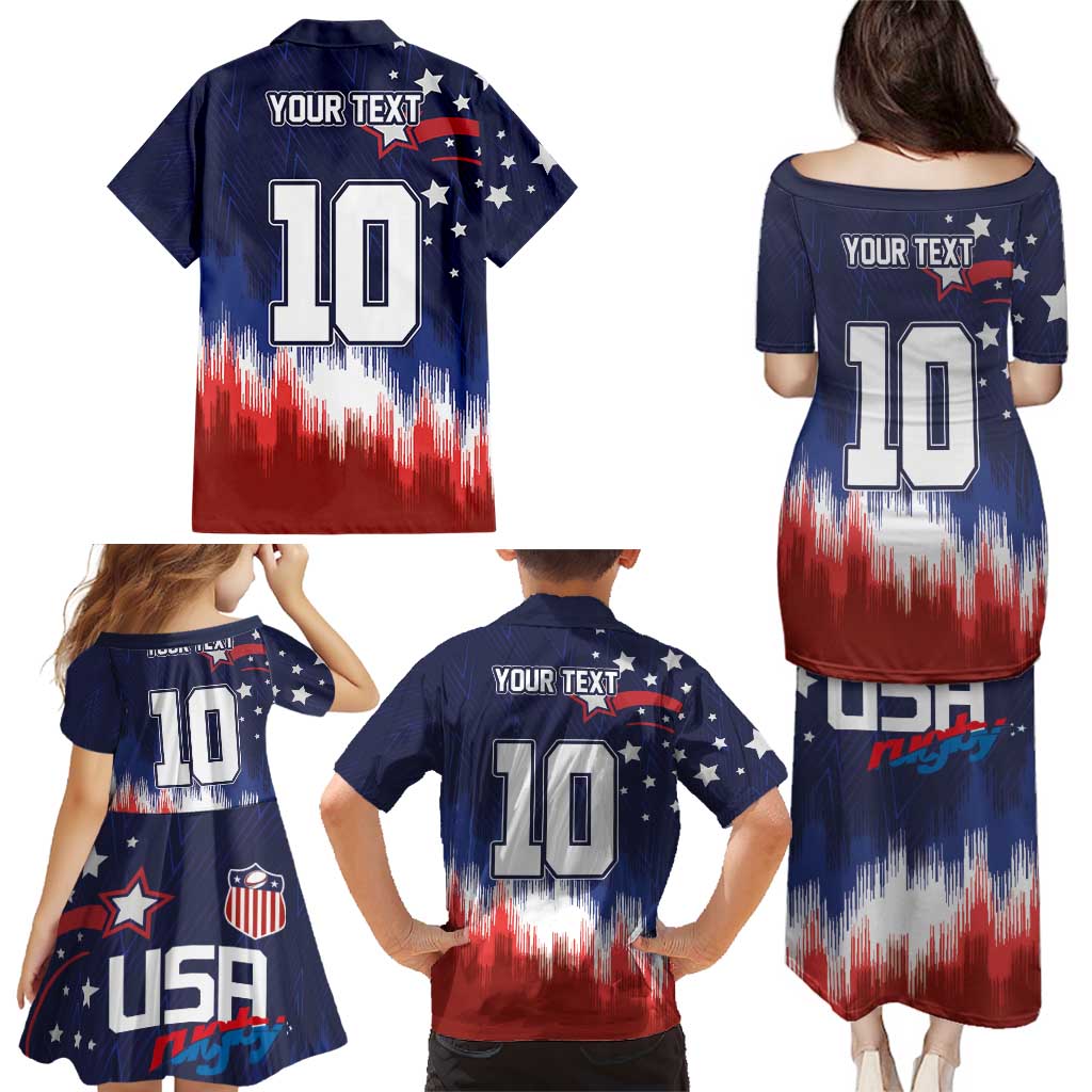 Custom Rugby USA Family Matching Puletasi and Hawaiian Shirt American Icon - Wonder Print Shop
