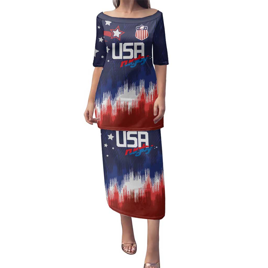 Custom Rugby USA Family Matching Puletasi and Hawaiian Shirt American Icon - Wonder Print Shop