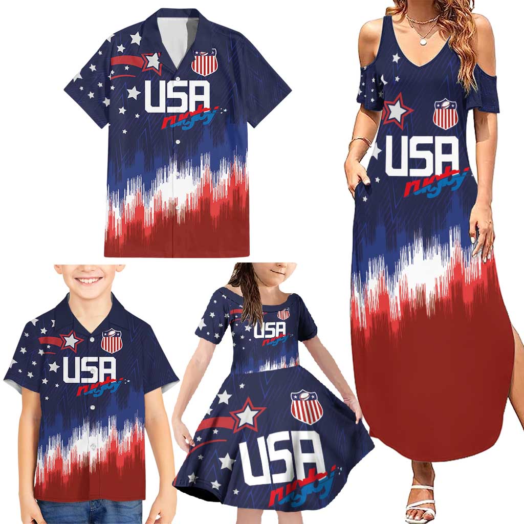 Custom Rugby USA Family Matching Summer Maxi Dress and Hawaiian Shirt American Icon - Wonder Print Shop