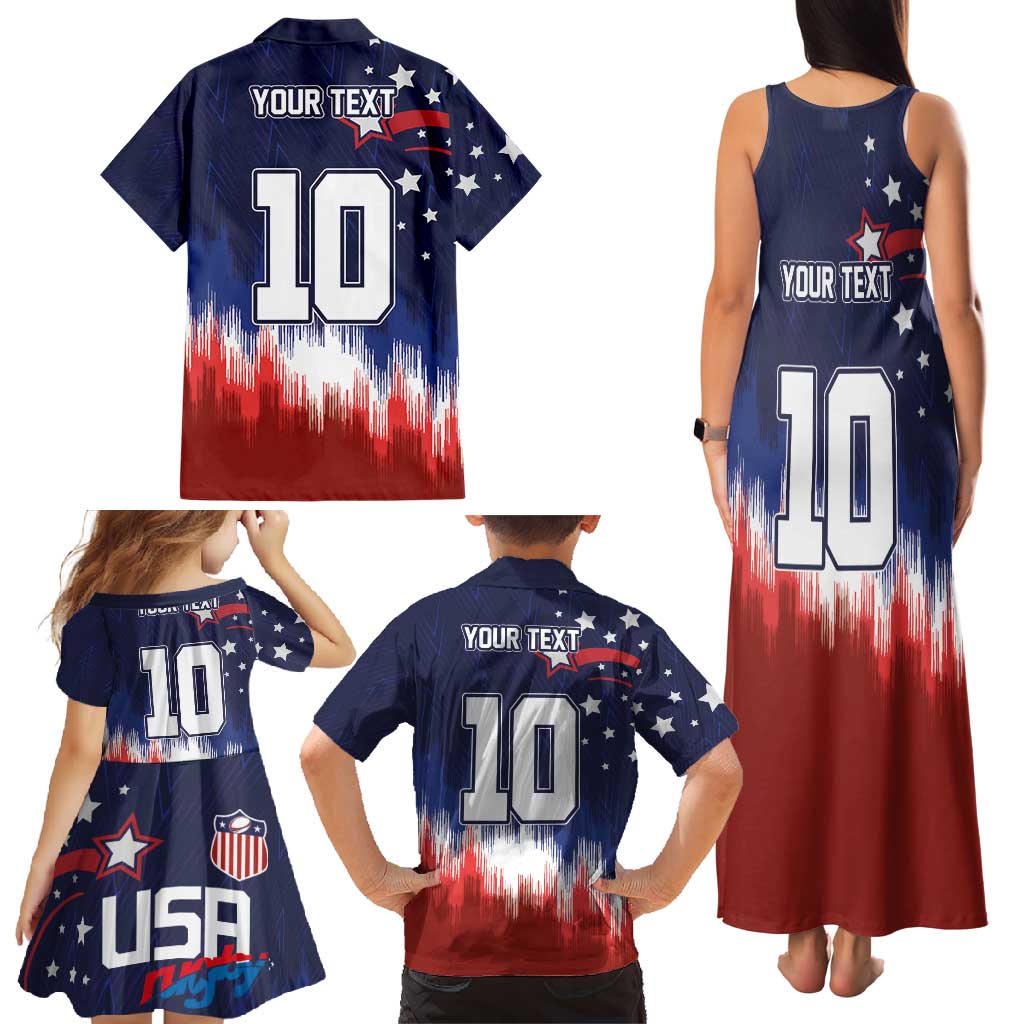 Custom Rugby USA Family Matching Tank Maxi Dress and Hawaiian Shirt American Icon - Wonder Print Shop