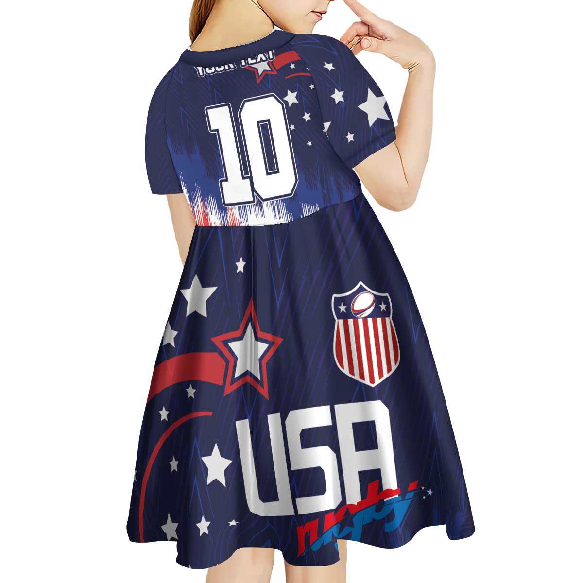 Custom Rugby USA Kid Short Sleeve Dress American Icon - Wonder Print Shop