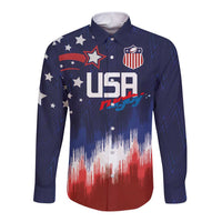 Custom Rugby USA Long Sleeve Button Shirt American Icon - Wonder Print Shop