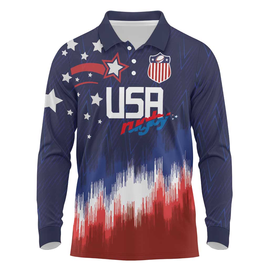 Custom Rugby USA Long Sleeve Polo Shirt American Icon - Wonder Print Shop