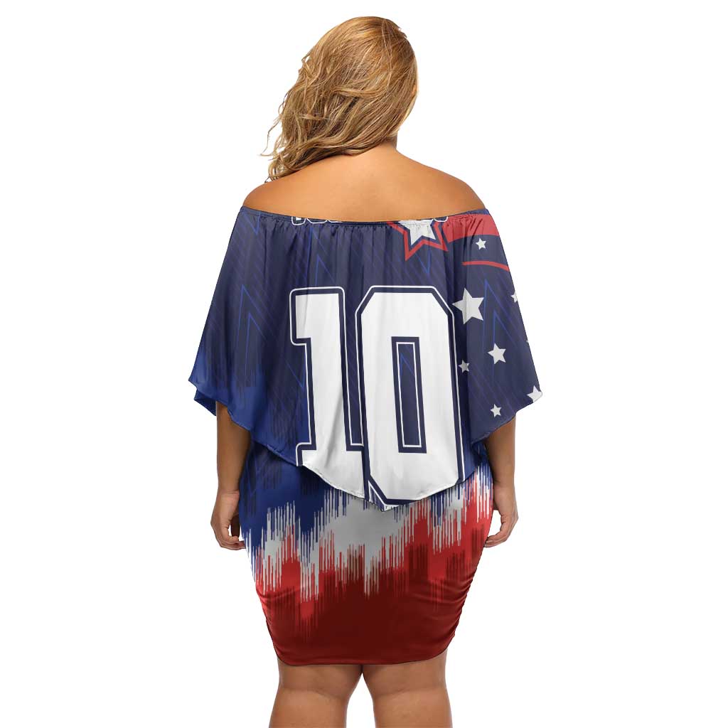 Custom Rugby USA Off Shoulder Short Dress American Icon - Wonder Print Shop