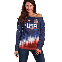 Custom Rugby USA Off Shoulder Sweater American Icon - Wonder Print Shop