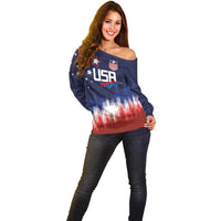 Custom Rugby USA Off Shoulder Sweater American Icon - Wonder Print Shop