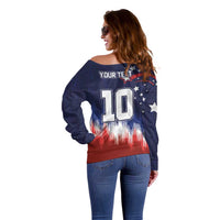 Custom Rugby USA Off Shoulder Sweater American Icon - Wonder Print Shop