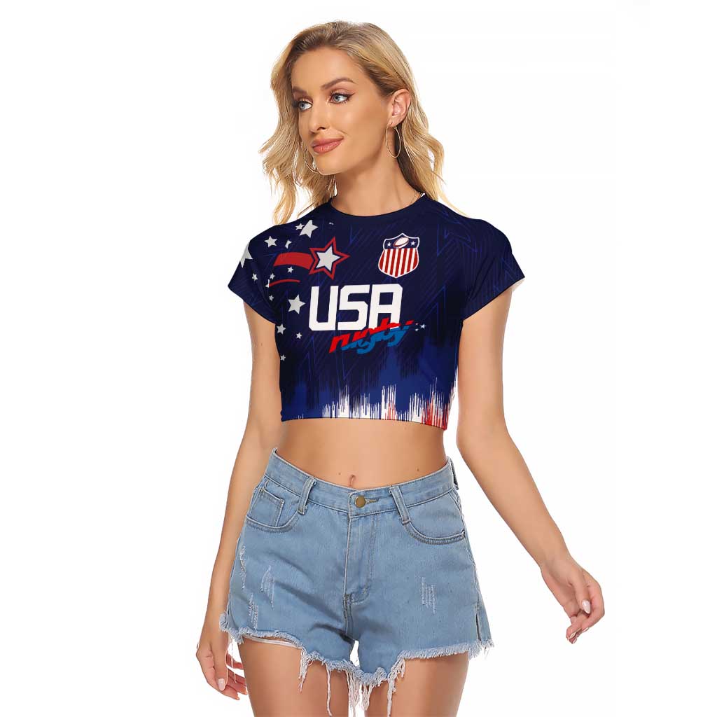 Custom Rugby USA Raglan Cropped T Shirt American Icon - Wonder Print Shop